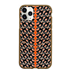 Чехол iPhone 11 Pro матовый Оранжевые киберпанк ячейки на чёрном фоне