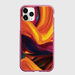 Чехол iPhone 11 Pro матовый Цветная абстракция colorful, цвет: 3D-малиновый