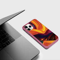 Чехол iPhone 11 Pro матовый Цветная абстракция colorful, цвет: 3D-малиновый — фото 2