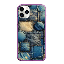 Чехол iPhone 11 Pro матовый Denim patchwork - ai art, цвет: 3D-фиолетовый