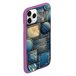 Чехол iPhone 11 Pro матовый Denim patchwork - ai art, цвет: 3D-фиолетовый — фото 2