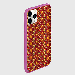 Чехол iPhone 11 Pro матовый Паттерн СССР звезды, цвет: 3D-фиолетовый — фото 2