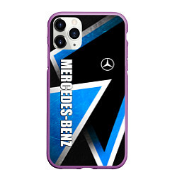 Чехол iPhone 11 Pro матовый Mercedes - blue metal, цвет: 3D-фиолетовый