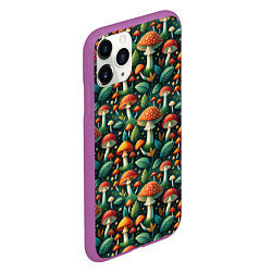 Чехол iPhone 11 Pro матовый Дикие грибы лесные мухоморы, цвет: 3D-фиолетовый — фото 2