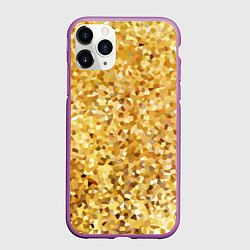 Чехол iPhone 11 Pro матовый Золотая мелкая мозаика, цвет: 3D-фиолетовый