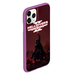 Чехол iPhone 11 Pro матовый Helldivers 2: Адский десантник, цвет: 3D-фиолетовый — фото 2
