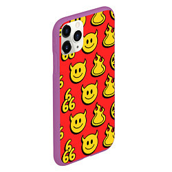 Чехол iPhone 11 Pro матовый 666 y2k emoji pattern, цвет: 3D-фиолетовый — фото 2