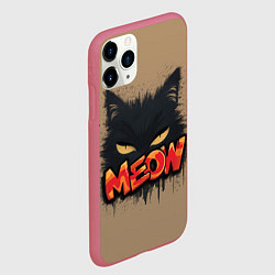 Чехол iPhone 11 Pro матовый Силуэт кошки мяу, цвет: 3D-малиновый — фото 2