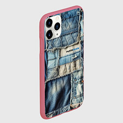 Чехол iPhone 11 Pro матовый Patchwork denim - vogue, цвет: 3D-малиновый — фото 2
