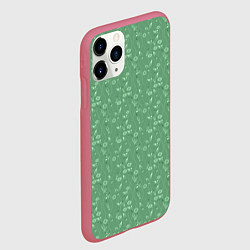 Чехол iPhone 11 Pro матовый Яркий зеленый однотонный цветочный узор, цвет: 3D-малиновый — фото 2