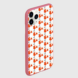 Чехол iPhone 11 Pro матовый Миленькие рыжие птички, цвет: 3D-малиновый — фото 2