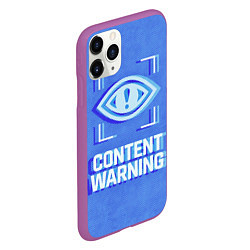 Чехол iPhone 11 Pro матовый Content Warning blue, цвет: 3D-фиолетовый — фото 2