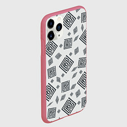 Чехол iPhone 11 Pro матовый Ромб лабиринт паттерн, цвет: 3D-малиновый — фото 2