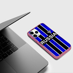 Чехол iPhone 11 Pro матовый Россия- черно-синяя униформа, цвет: 3D-малиновый — фото 2