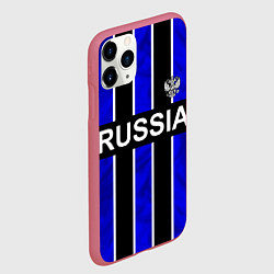 Чехол iPhone 11 Pro матовый Россия- черно-синяя униформа, цвет: 3D-малиновый — фото 2