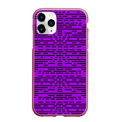 Чехол iPhone 11 Pro матовый Чёрные полосы на фиолетовом фоне