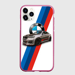 Чехол iPhone 11 Pro матовый Немецкий кроссовер BMW X6 M, цвет: 3D-малиновый