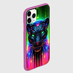 Чехол iPhone 11 Pro матовый Неоновая цифровая пантера, цвет: 3D-фиолетовый — фото 2