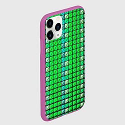 Чехол iPhone 11 Pro матовый Зелёные плитки и чёрная обводка, цвет: 3D-фиолетовый — фото 2