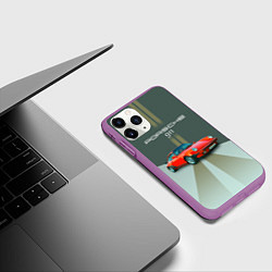 Чехол iPhone 11 Pro матовый Porsche спортивный немецкий автомобиль, цвет: 3D-фиолетовый — фото 2