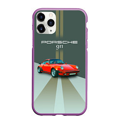 Чехол iPhone 11 Pro матовый Porsche спортивный немецкий автомобиль, цвет: 3D-фиолетовый