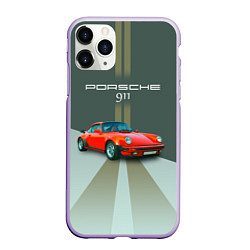 Чехол iPhone 11 Pro матовый Porsche спортивный немецкий автомобиль, цвет: 3D-светло-сиреневый