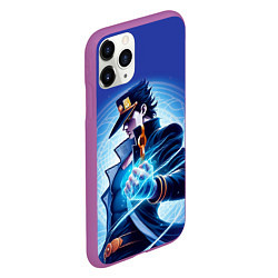 Чехол iPhone 11 Pro матовый Jotaro Kujo - neon glow fantasy, цвет: 3D-фиолетовый — фото 2