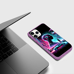Чехол iPhone 11 Pro матовый Футуристический коллаж - нейросеть, цвет: 3D-фиолетовый — фото 2