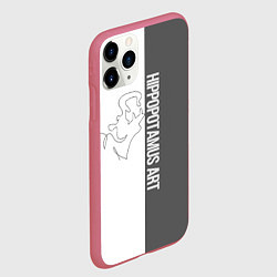 Чехол iPhone 11 Pro матовый Hippopotamus art, цвет: 3D-малиновый — фото 2