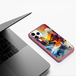 Чехол iPhone 11 Pro матовый Абстрактные фигуры, цвет: 3D-малиновый — фото 2