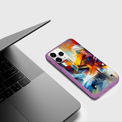 Чехол iPhone 11 Pro матовый Абстрактные фигуры, цвет: 3D-фиолетовый — фото 2