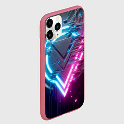 Чехол iPhone 11 Pro матовый Neon geometric abstraction - ai art, цвет: 3D-малиновый — фото 2