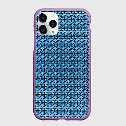 Чехол iPhone 11 Pro матовый Чёрные плюсики на синем фоне, цвет: 3D-фиолетовый