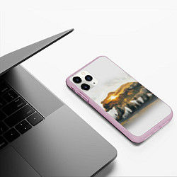 Чехол iPhone 11 Pro матовый Медведь и абстрактный лес, цвет: 3D-розовый — фото 2