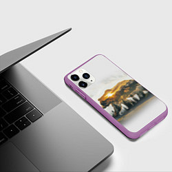 Чехол iPhone 11 Pro матовый Медведь и абстрактный лес, цвет: 3D-фиолетовый — фото 2