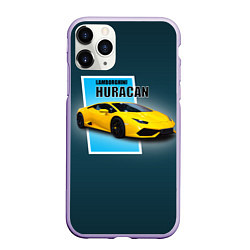Чехол iPhone 11 Pro матовый Спортивная итальянская машина Lamborghini Huracan, цвет: 3D-светло-сиреневый