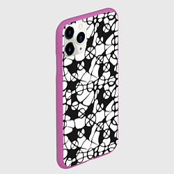 Чехол iPhone 11 Pro матовый Абстрактный узор из кругов и овалов, цвет: 3D-фиолетовый — фото 2