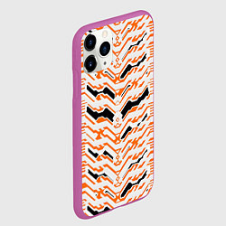 Чехол iPhone 11 Pro матовый Агрессивный бело-оранжевый паттерн, цвет: 3D-фиолетовый — фото 2