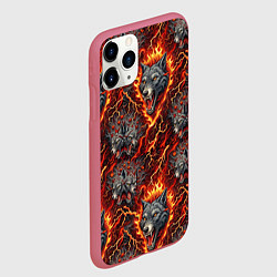 Чехол iPhone 11 Pro матовый Волки эпичный паттерн, цвет: 3D-малиновый — фото 2