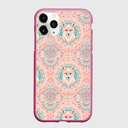 Чехол iPhone 11 Pro матовый Лисицы на светлом фоне, цвет: 3D-малиновый