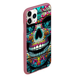 Чехол iPhone 11 Pro матовый Cool skull - graffiti ai art, цвет: 3D-малиновый — фото 2