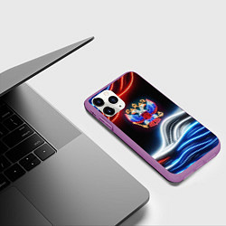 Чехол iPhone 11 Pro матовый Неоновые флаг и греб, цвет: 3D-фиолетовый — фото 2