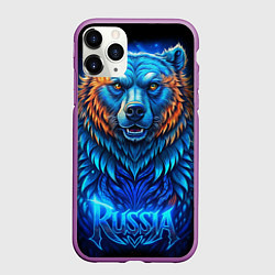 Чехол iPhone 11 Pro матовый Ледяной русский медведь, цвет: 3D-фиолетовый