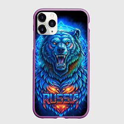 Чехол iPhone 11 Pro матовый Ледяной белый русский медведь, цвет: 3D-фиолетовый