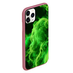 Чехол iPhone 11 Pro матовый Зелёный густой дым - inferno green, цвет: 3D-малиновый — фото 2