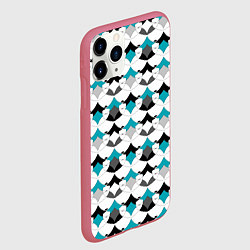 Чехол iPhone 11 Pro матовый Разноцветный черный голубой с белым геометрический, цвет: 3D-малиновый — фото 2