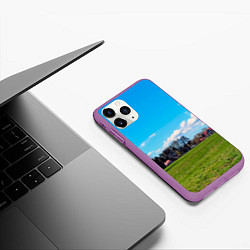Чехол iPhone 11 Pro матовый Пригородный пейзаж, цвет: 3D-фиолетовый — фото 2