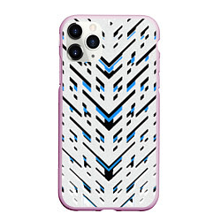 Чехол iPhone 11 Pro матовый Black and blue stripes on a white background, цвет: 3D-розовый