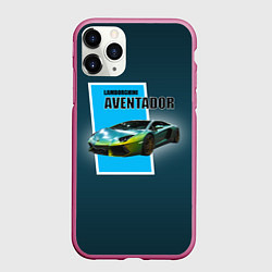 Чехол iPhone 11 Pro матовый Спортивная машина Lamborghini Aventador, цвет: 3D-малиновый