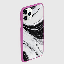 Чехол iPhone 11 Pro матовый Мрамор черно-белый, цвет: 3D-фиолетовый — фото 2